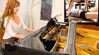 Redhead Asian Babe Teases Her Sub With Stiletto Shoes & Lets Him Eat Her Cunt While Playing the Piano