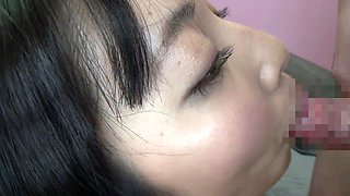 Erotic amateur girl giving blowjob and titjob in POV