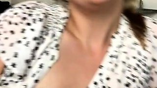 Cute blonde with big boobs solo