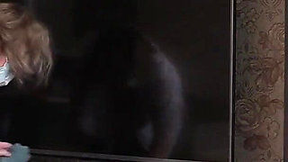 A Mature Wife with a Big Ass in White Panties in Everyday Life, Behind the Scenes. a Home Camera Watches This Plump MILF.
