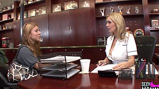 Lesbian beauties Tanya Tate and Stormie White in steamy action