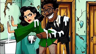 Dirty Toilet Fuck: Slut Wife Cheats in Public Hentai Cartoon