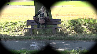 Blonde Tattoo Babe Outdoor DP Fuck Fest