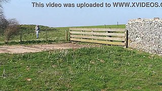 perv spies on farmers daughter whilst she plays with her pussy behind the barn (public)