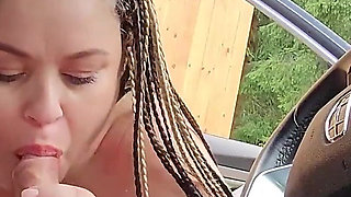 I Was Jerking off in the Car to My Busty BBW Neighbor. She Noticed Me and Offered to Help