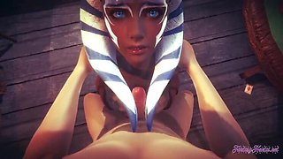 Ahsoka Tano Star Wars Hentai POV Blowjob Cowgirl Creampie Uncensored 3D Anime