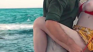 Intense Outdoor Sex on the Rocks - Messy Hair, Wind and Squirt