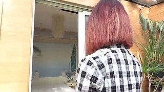 French Redhead Amateur Pounded Hard Doggy Style Outdoor in Yard