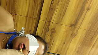 Blindfold Indian Traditional Real wife Olivia cheated to be used as Slave Dog by her Master in Saree in Slap Blowjob Training