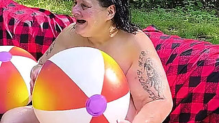 Beach Ball Fight She's Getting Wet From Her Pussy so Tight
