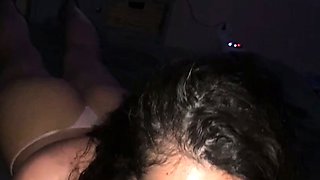 Public blowjob from an amateur brunette babe in POV video