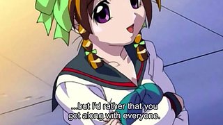 Horny anime lesbian teens skip class to lick pussy