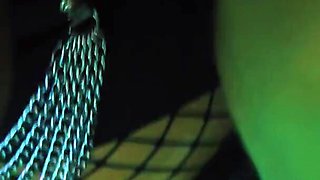 Fucked naughty bitch in fishnet pantyhose in a night club public toilet