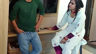 Indian homemade sex: Amanraza9 fucks 18 year old Baby Kajal's tight pussy doggy style while watching TV