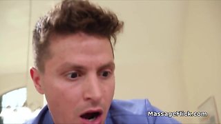 Masseur and masseuse having oily fun after work hours