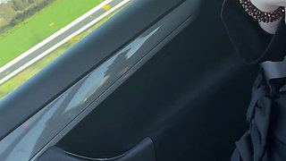 Exhibition in Micro Satin Skirt Without Panties and Transparent Pink Top in Public