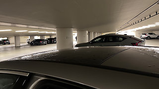 Risky Car Sex in Public Parking Garage - Started with Handjob, Ended Doggy!