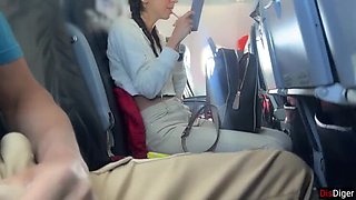 Public Dick Flash on Airplane - Cute Brunette Makes Me Cum in 2 Minutes POV