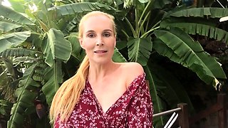 Blonde Amateur Takes Facial Cumshot Outdoors In Public