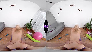 Teen Caroline goes wild in VR porn, sucking cock and bouncing on it
