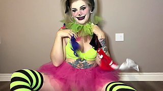 Clown Girl Panty Stuffing Her Pussy