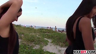 Jaw-dropping beach bikers get fucked
