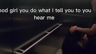 Shy Girl Gets Convinced in Elevator to Swallow a Stranger's Cum