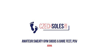Amateur Sweaty Gym Socks and Bare Feet POV