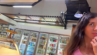 Cumwalk in Public Supermarket - Facial Fetish Outdoor Blowjob