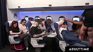 ADULT TIME - Olivia Jay Flashes Tits  Fingers Pussy On Plane! Gets Caught  Fucked Hard By Seatmate