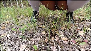 Sexy Girl In School Uniform White Socks Pissing Outdoors Pussy