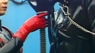 Pussy licking in gas mask humiliating