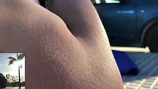 Amateur model in public nudity and outdoor dildo