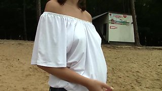 Showing Big Tits - Brunette Rita [4K] - Rita Argiles(4K) Outdoor solo masturbation - Rita argiles