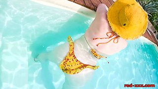 Red's blow and go outside in the pool