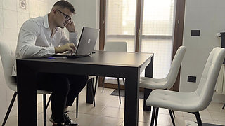 Secretary Masturbates at Work but Is Seen by Her Boss