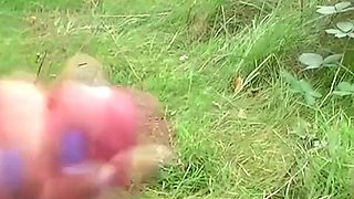 German Skinny Stepdaughter Make Taboo Sex in the Garden