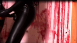 Fetish sex in fishnet stockings and shiny latex