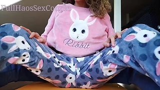 Sexy Stepsister in Pajamas Teases with Handjob, Spanking, and Cumshot Compilation