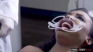 Demi Sutra Gets Fucked Hard in Dentist Office - Interracial Doggystyle & Cumshot