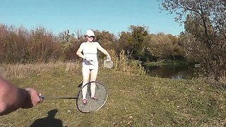 Amateur MILF Platinum Naked Outdoor Sex - Big Tits Blonde Mom Strips & Fucks in Public