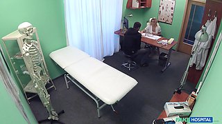 Hidden camera at the doctor's office records blonde nurse getting dick
