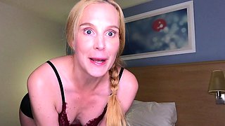 Perfect blond making solo masturbation