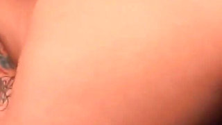 Sky Waters is a tattooed teen who sucks, masturbates and fucks cock for her creampie