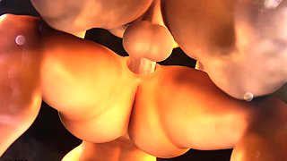 Two 3d cartoon cuties are ready for their bath