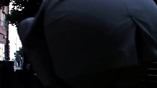 Gorgeous brunette in lingerie ass fucked outdoors