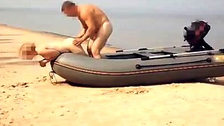 Naked couple relaxing with outdoor hardcore activities