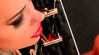 Miss Alessa Milano Femdom Cum Feeding Blowjob Training by German Mistress in Latex Dress Part 2