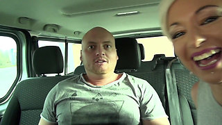 Blonde MILF sucks good cock in the car