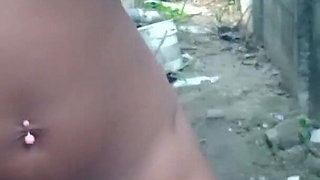 Rubbing Slapping Fingering My Hairy Pussy Outdoors Cumming Hard